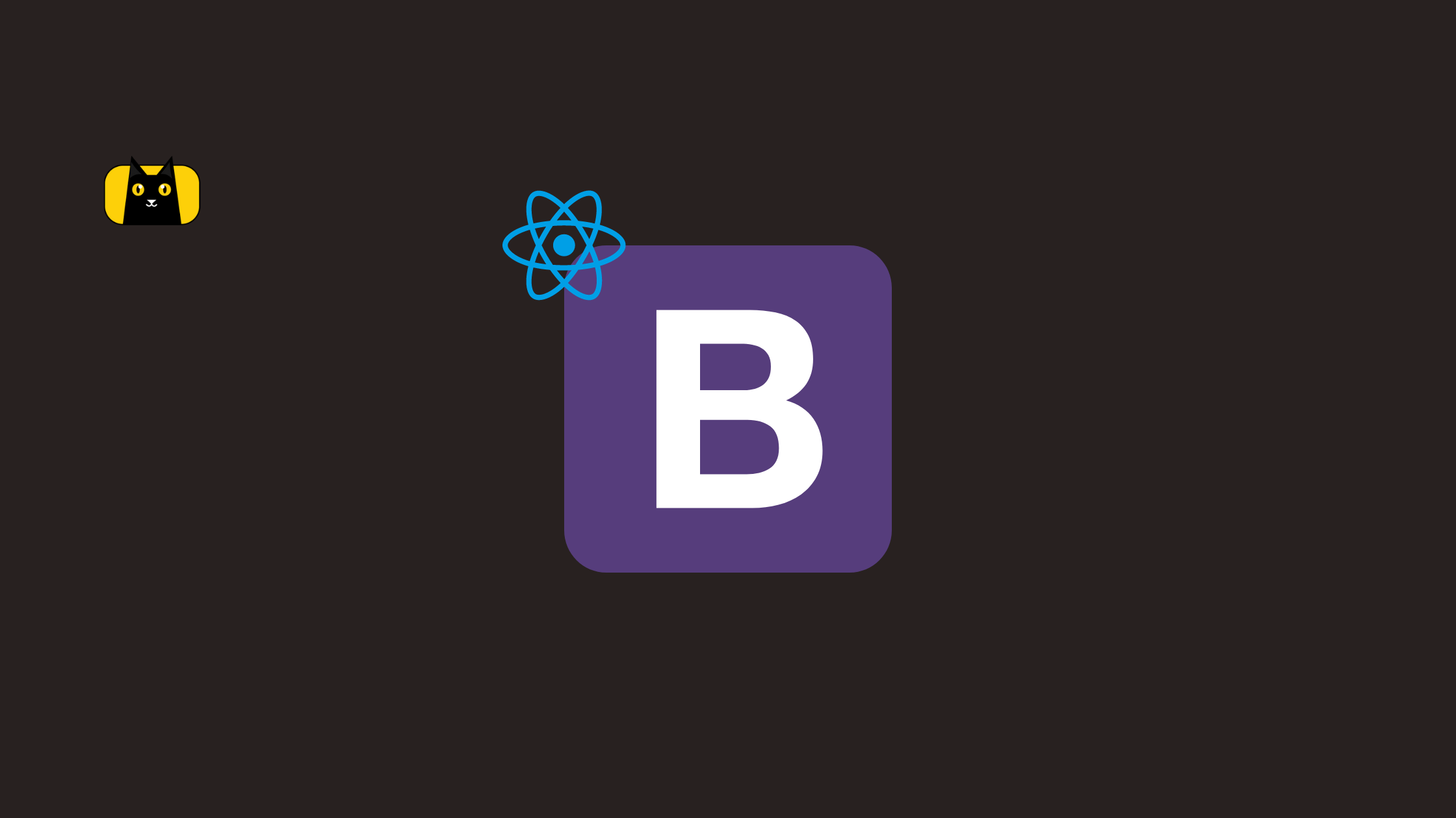 A picture of a square button with a B , a React logo, and a CopyCat logo.