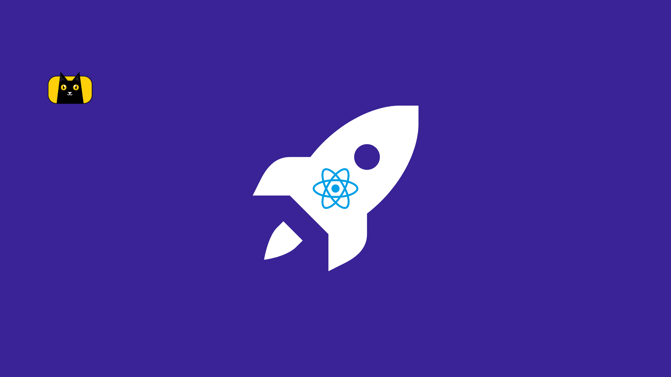 A picture of a rocket, a React logo, and a CopyCat logo.